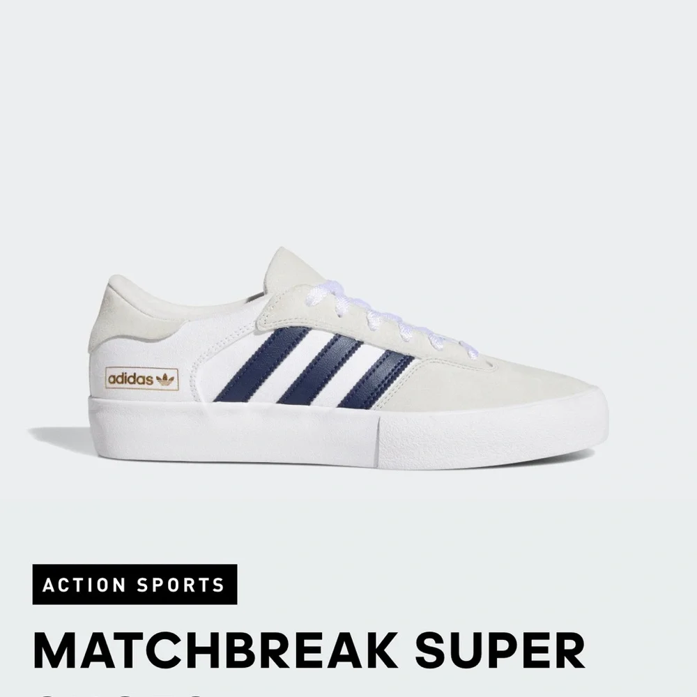 adidas Men’s Matchbreak Super Sneakers White with Navy Stripes - Picture 8 of 8